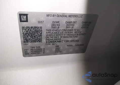 2018 Chevrolet Suburban Lt from USA, damaged, VIN 1GNSKHKC7JR195141